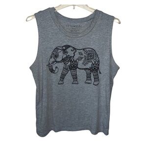 Fifth Sun Tank Top Muscle Tee Boho Henna Elephant Size Medium